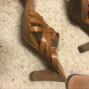 Brighton brown heels with silver buckles